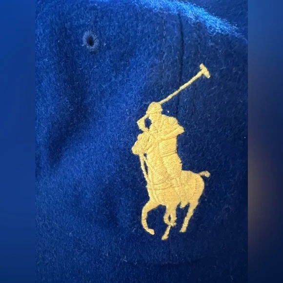 VINTAGE WOOL POLO RALPH LAUREN Blue 57% WOOL 43% VISCOSE BASEBALL CAP. Rare - Picture 7 of 7